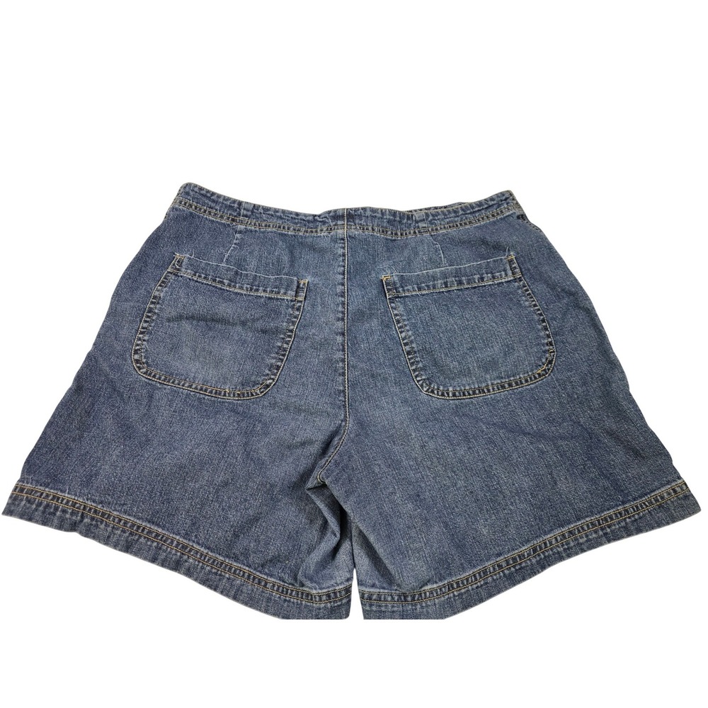 Cherokee Brand Womens Denim Shorts Blue Elastic Waist Drawstring Size 16 Cotton - Picture 2 of 9